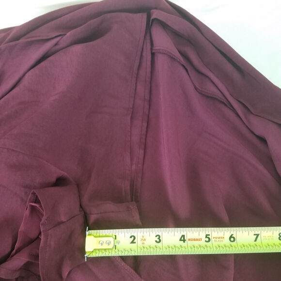 Lush Romper Dress Womens Small Burgundy Bishop Sleeve Cold‎ Shoulder Surplice - Picture 9 of 16